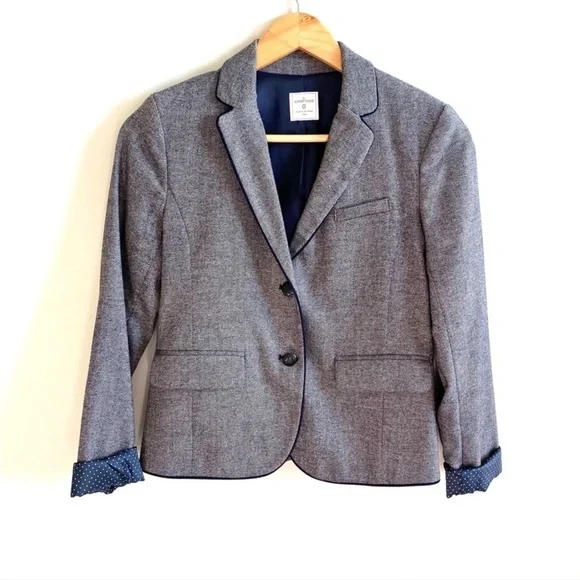 -Gap Grey & Navy Piped Elbow Patch Academy Blazer 0 - Picture 2 of 7